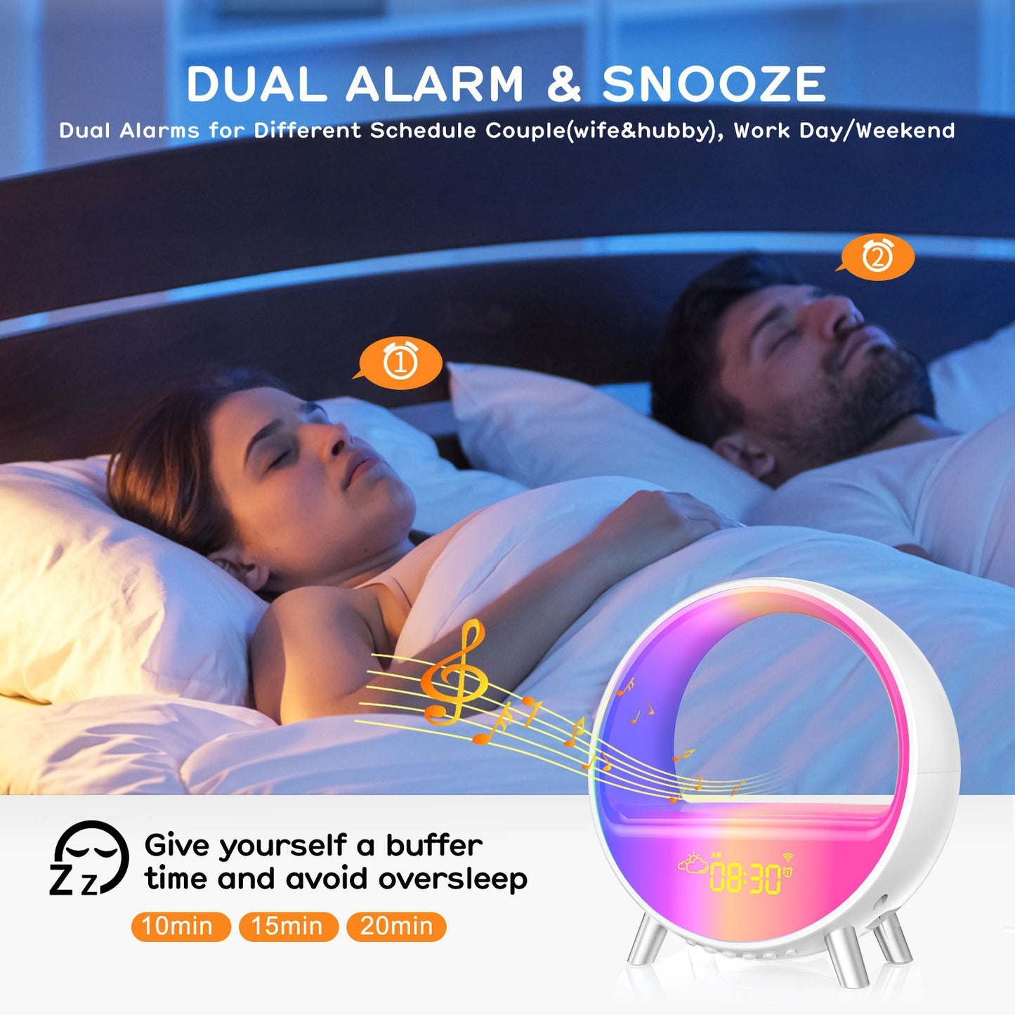 Atmosphere Lamp Bluetooth Speaker Smart Alarm Clock Night Light15