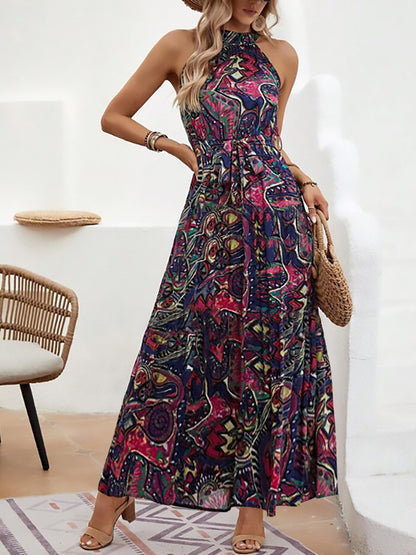 Bohemian Retro Halter Dress Women